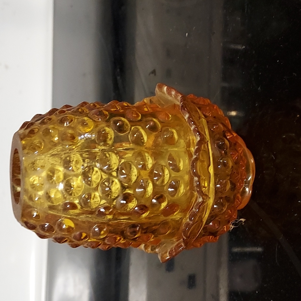 Vintage Fenton Amber Glass Uramium Hobnail Fairylamp
